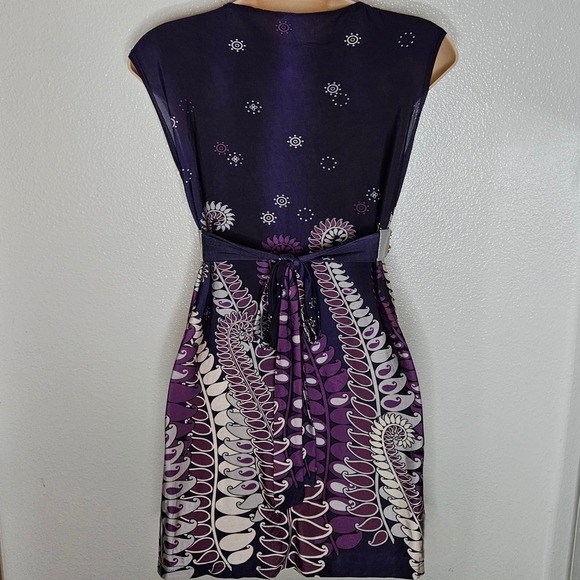 Blue Sketch Purple Top V Neck Belted - Picture 2 of 5